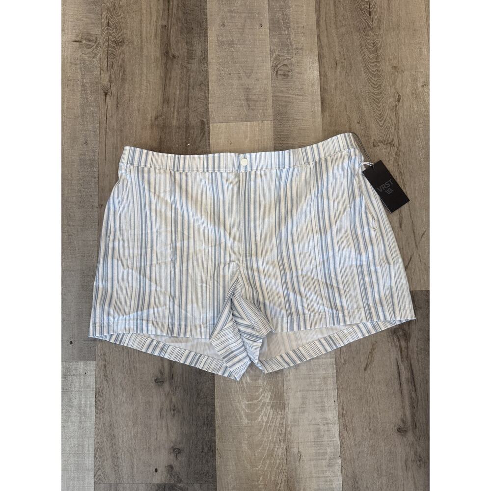 VRST Resort Shorts Mens 2XL Blue White Striped 5 Inch Swim Quick Dry UV XXL